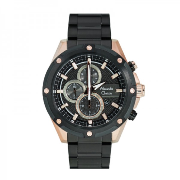 Alexandre Christie AC 6605 Rosegold Black Steel MCBBRBA